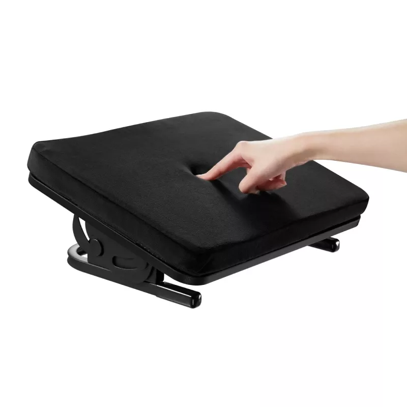 Footrest MACLEAN MC-460 ergonomic cushioned metal footrest, non-slip base, tilt -20–20°, max load 20 kg, black