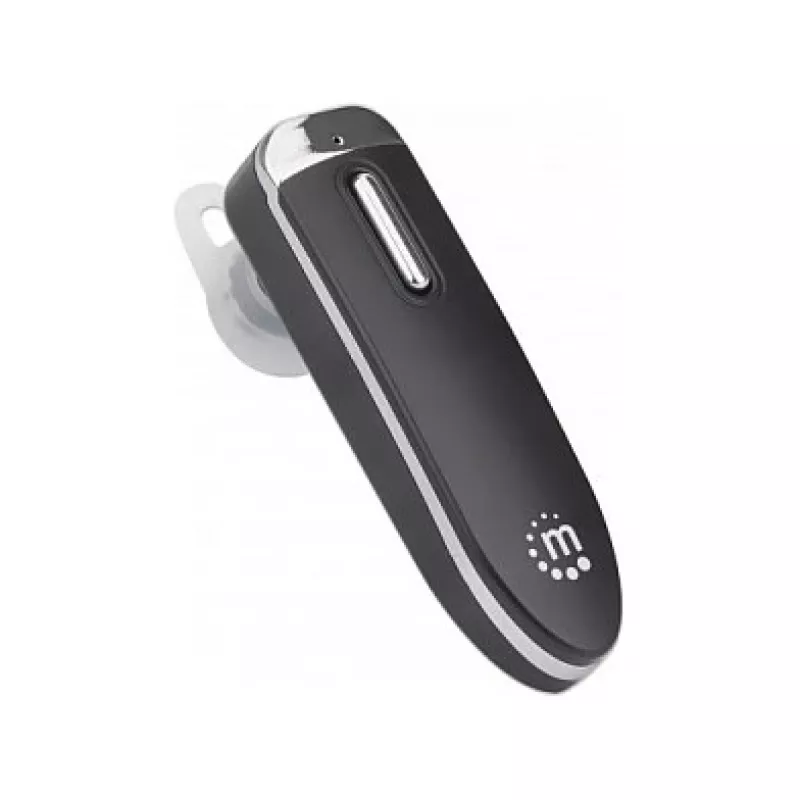 Manhattan Single Ear Bluetooth Headset, Omnidirectional Mic, Integrated Controls, Black, 10 hour usage time, Range 10m, USB-A charging cable included, Bluetooth v4.0, 3 year warranty