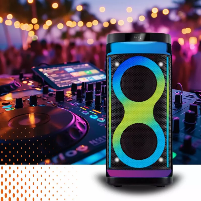 Portable speaker MANTA SPK0601B100, 100 W, Bluetooth, karaoke, wireless microphone, battery, equalizer, disco lighting
