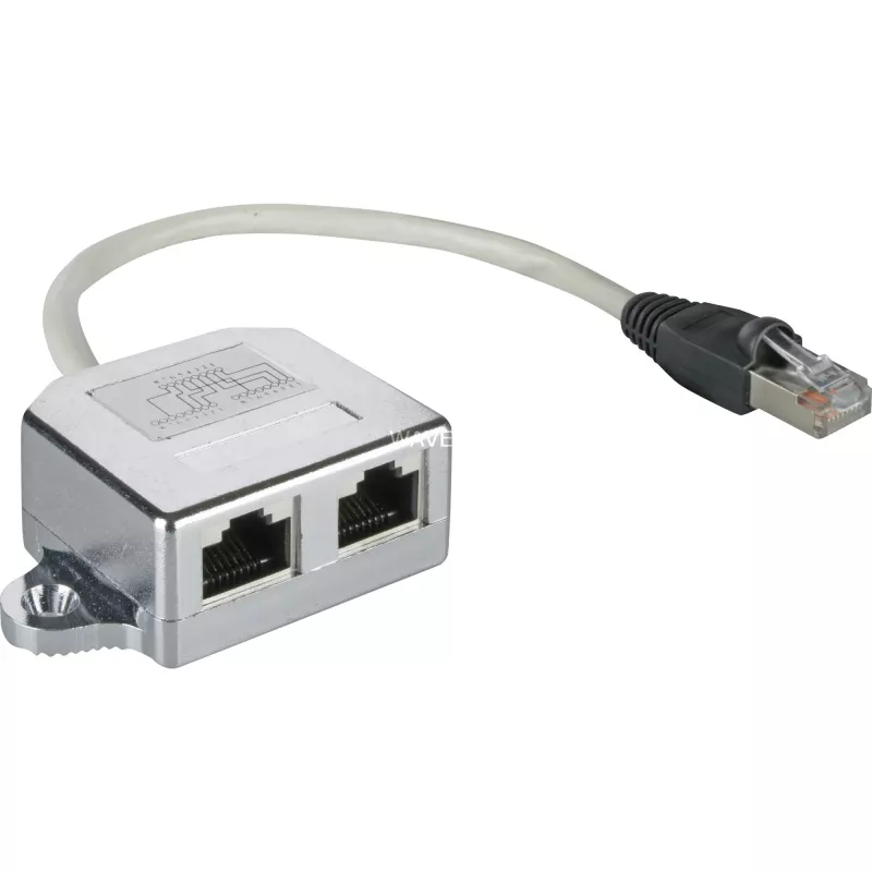Wentronic Goobay Cable-Splitter (Network Doubler), CAT Y-Adapter - Wiring 2 x CAT 5 Ethernet, Shielded (68908)