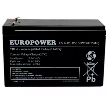 Lead-acid sealed battery europower EV 12-9 — 12 V 9 Ah for UPS and backup power