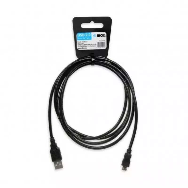 USB A to Micro-USB B cable IBOX IKU2M18 1.8 m USB 2.0, black, 2 A