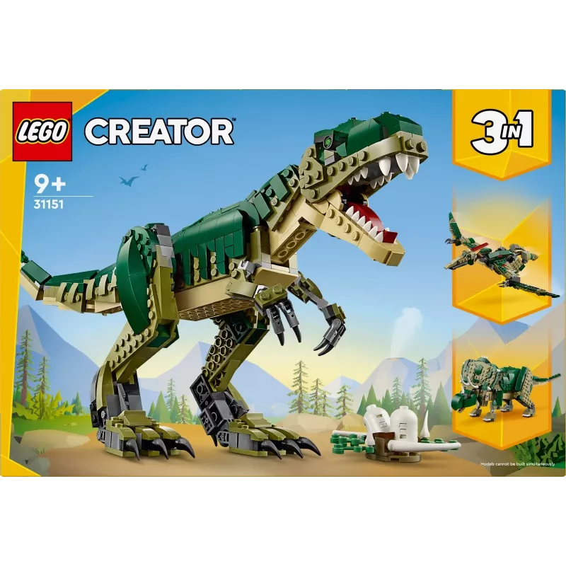 Construction toy LEGO Creator 3-in-1 T.Rex buildable model kit, 626 pcs, 150 mm height, age 9+