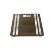Electronic personal scale Medisana BS 552 — silver bamboo top, max 180 kg, 100 g accuracy, Bluetooth, BMI, body composition