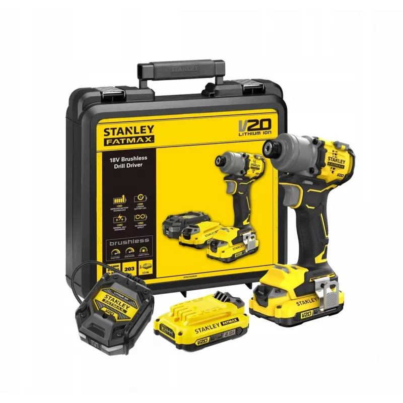 Electric screwdriver STANLEY SFMCF830D2K-QW 18V Li-Ion, 2 Ah x2, 3 gears, 203 N·m, 3200 RPM, LED, pistol handle