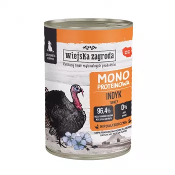 Wet dog food wiejskazagroda Puppies Monoprotein Turkey 400 g, gluten‑free, junior, complete feed