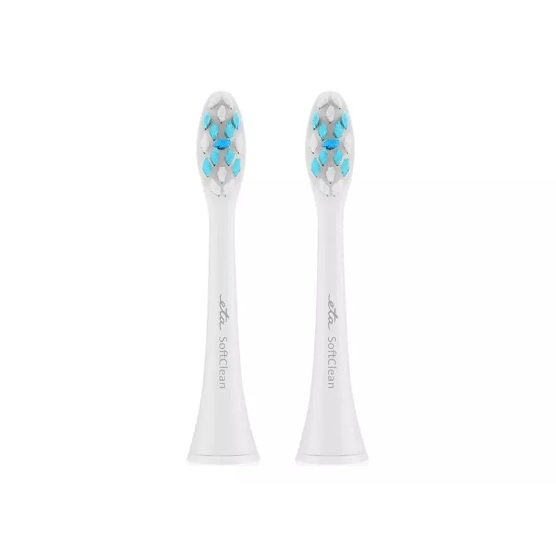 Toothbrush Replacement Heads ETA SoftClean pack of 2, soft bristles, blue and white