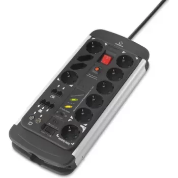 Power strip Renkforce 10-socket 1296315 black aluminium — desktop surge protector