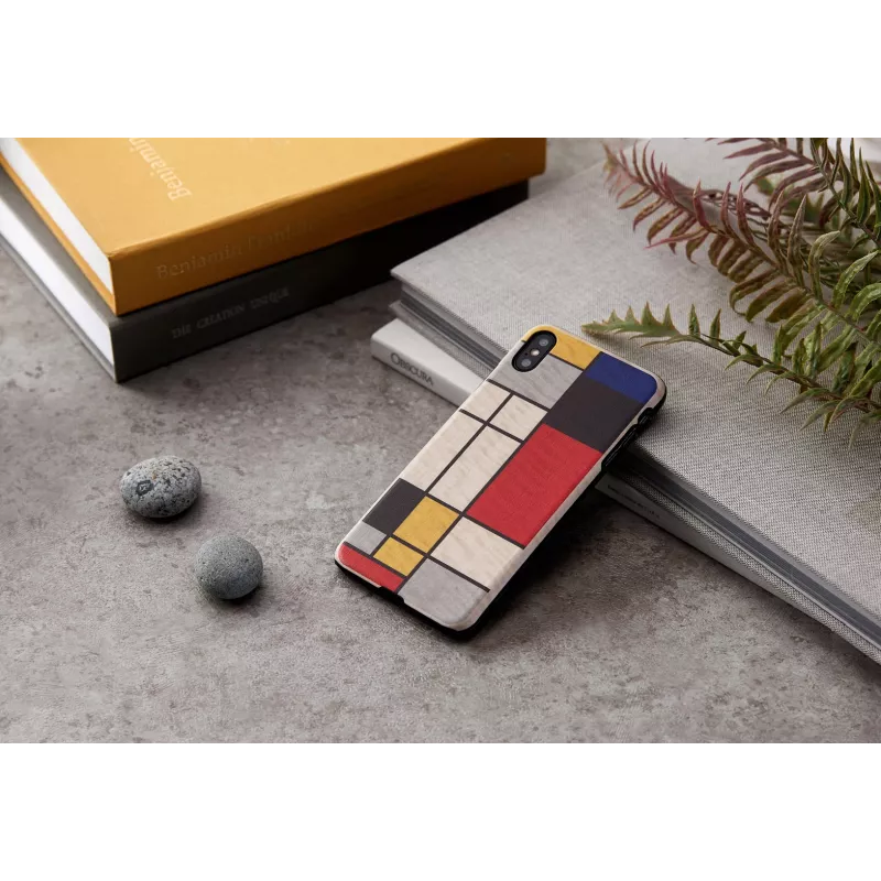 Phone case man and wood for iPhone XS Max — wooden back, white frame
