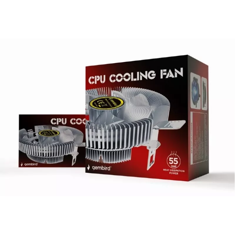 Air cooler Gembird CPU-HURACAN-X40 — 90 mm fan, 800–1600 RPM, LGA 775 support, transparent