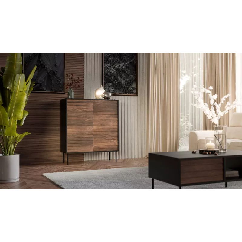 Cama 4D CORTINA chest of drawers 102x40x118 black/walnut