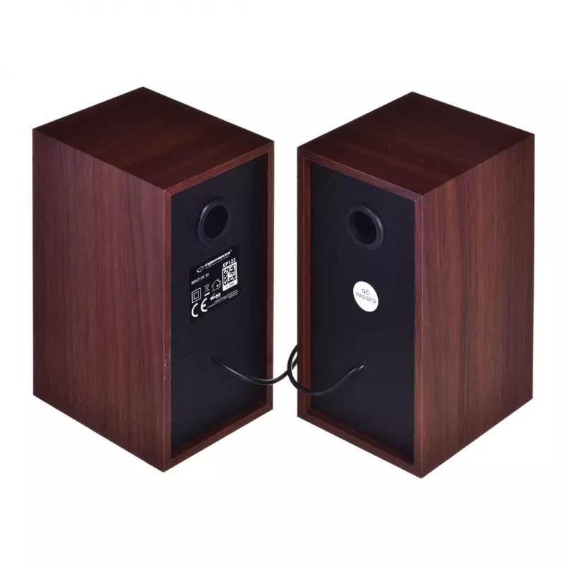 Speakers ESPERANZA EP122 2.0 wired desktop speakers, 2×6W RMS, wooden housing, rotary volume, 60–20000 Hz