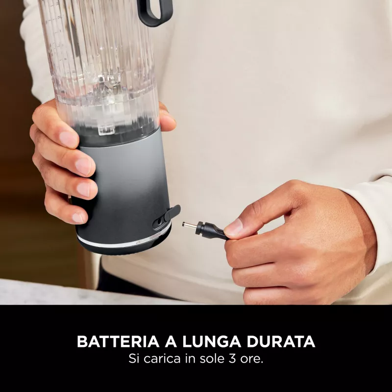 Portable blender Ninja BC251EUGY, 0.57 L bowl, 11.1 V battery, stainless steel blades, transparent/grey