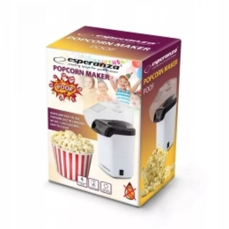 Popcorn maker Esperanza EKP005W Black White, 0.27 L, 1200 W, hot-air
