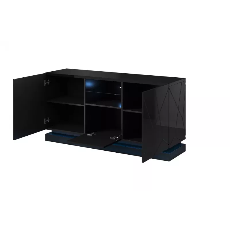 Chest of drawers QIU 2D1K 150x41.5x75 black gloss/black gloss