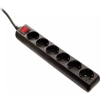Power strip AS Schwabe 11512 Schuko black — single-piece