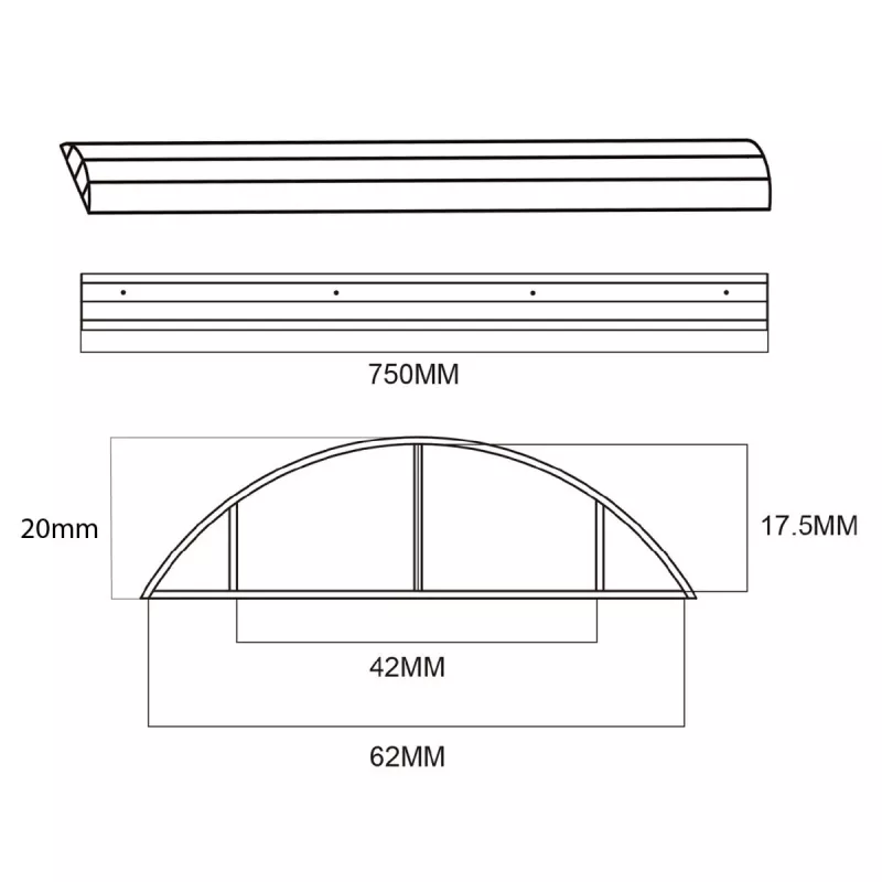 Cover strip aluminum MACLEAN MC-814 B black — cable organizer trim