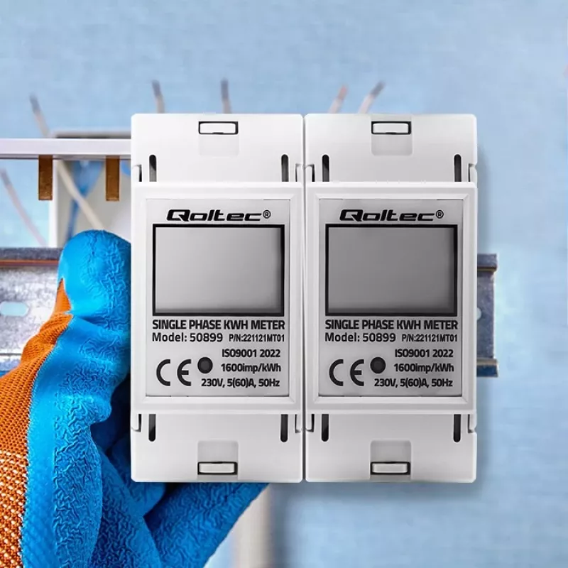 Single-phase energy consumption meter QOLTEC 50899 230 V 50 Hz, 5(60)A, Class 1.0, LCD