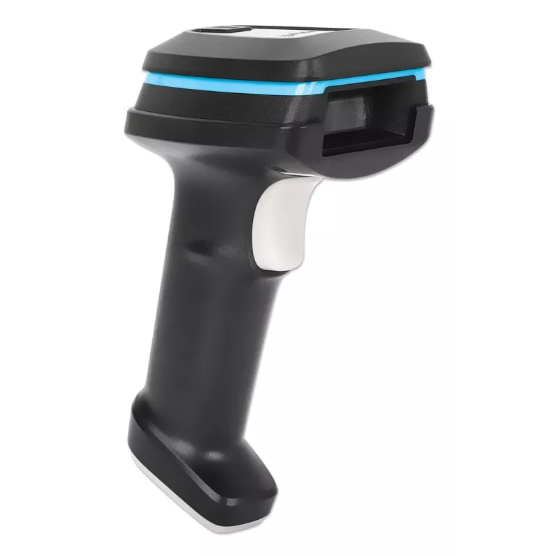 Manhattan 2D Long Range LED Barcode Scanner, USB, 450mm Scan Depth, Max Ambient Light 100,000 lux (sunlight), Supports symbologies - 1D (x21 versions) and 2D (x10 versions), Scanner RJ45 to USB 1.8m cable (most popular type, which is USB-A), Black, 3 Year Warranty