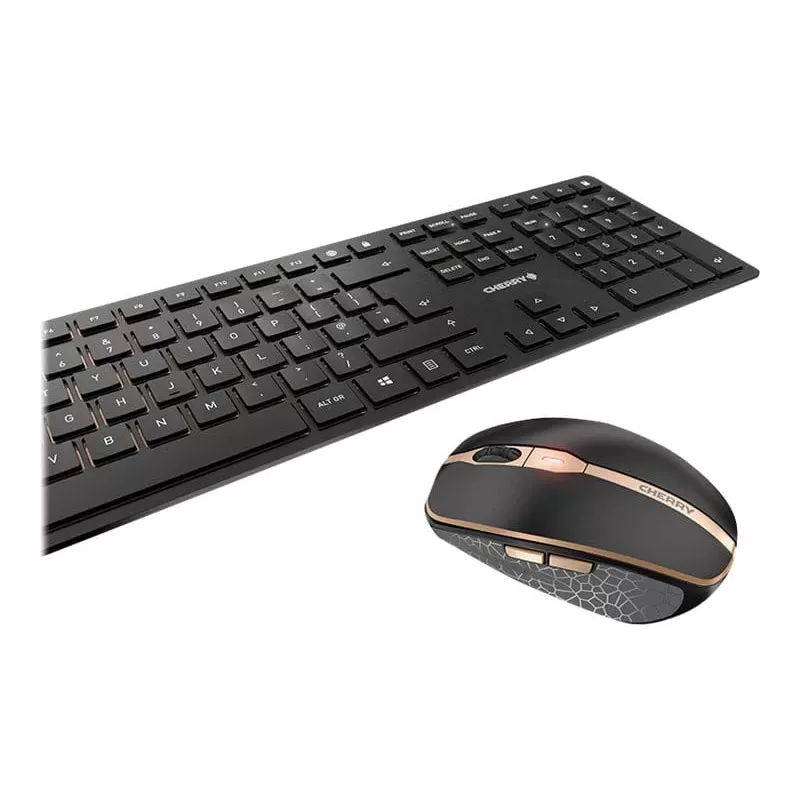 CHERRY DW 9100 SLIM keyboard Mouse included Universal RF Wireless + Bluetooth Nordic Black