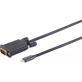 Video cable adapter S/CONN 10-59185 USB Type-C to VGA 1.8m Black