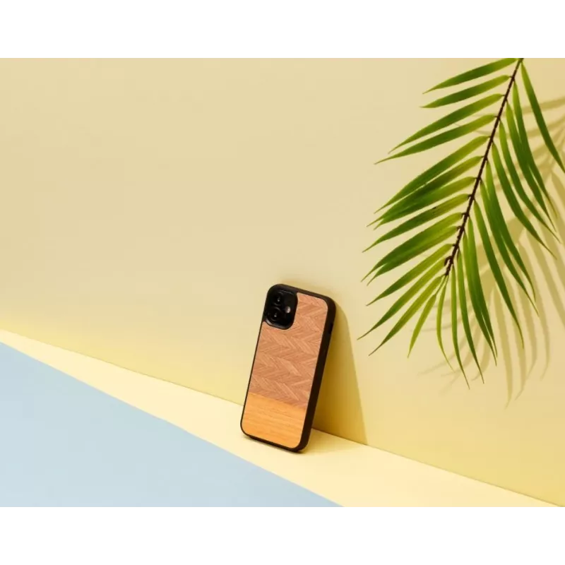 Phone case Man and Wood for iPhone 12 mini, herringbone arancia black