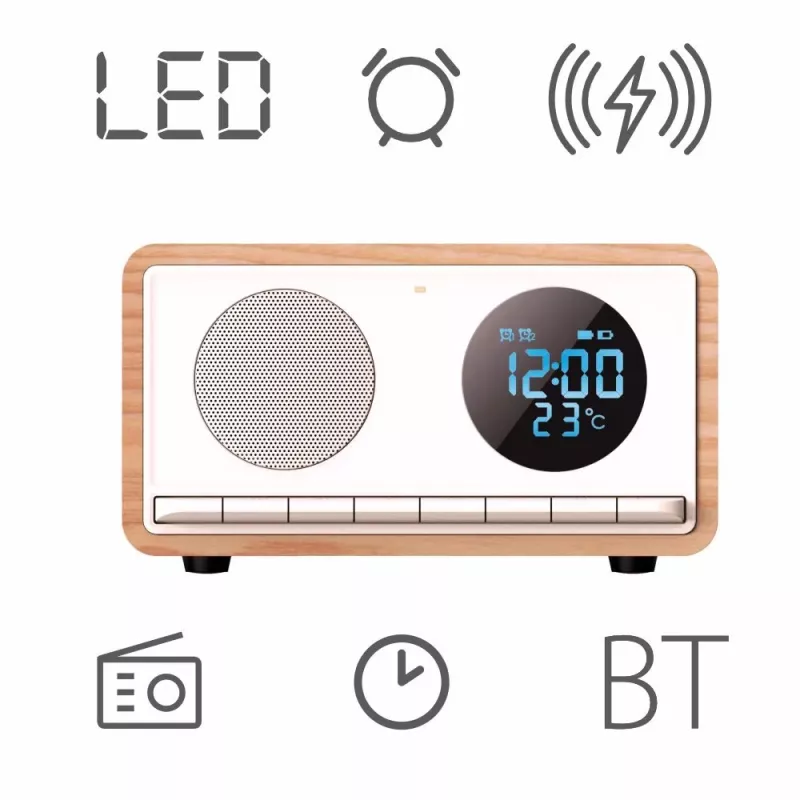 MANTA RDI912W Rimini clock radio, Bluetooth and wireless charging, white