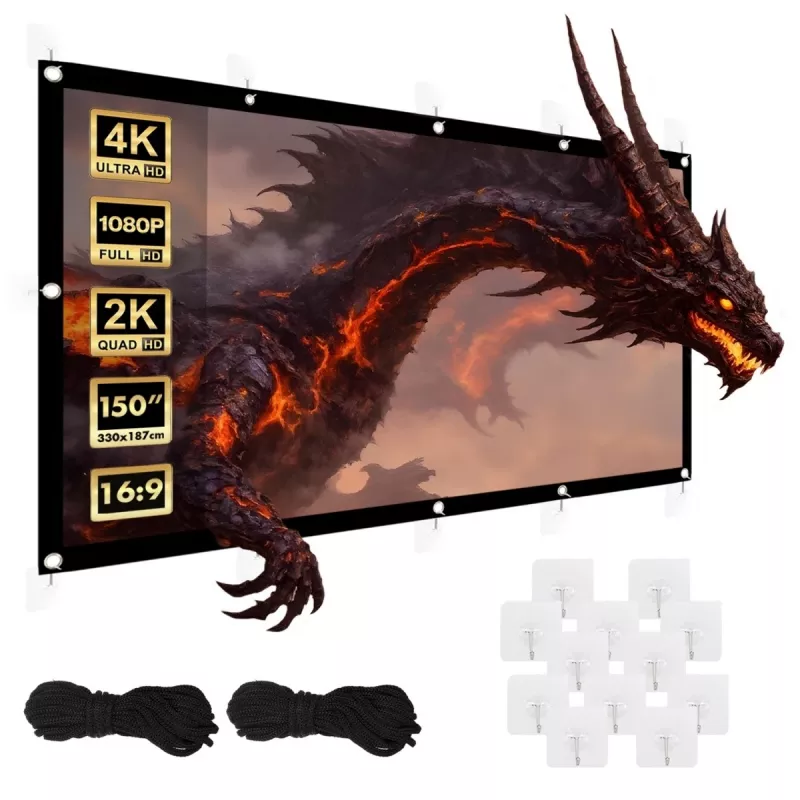 Projection screen MACLEAN MC-167 150 inch (330x187 cm) polyester, 4:3, freestanding/hanging