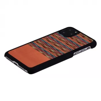 Smartphone case man and wood for iPhone 11 Pro Max — brown check, black trim