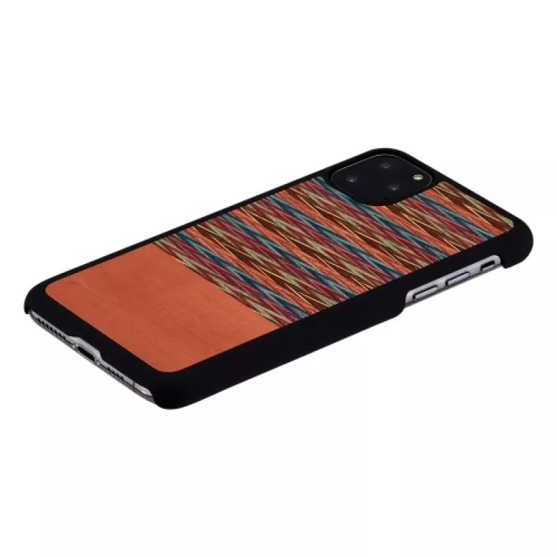 Smartphone case man and wood for iPhone 11 Pro Max — brown check, black trim