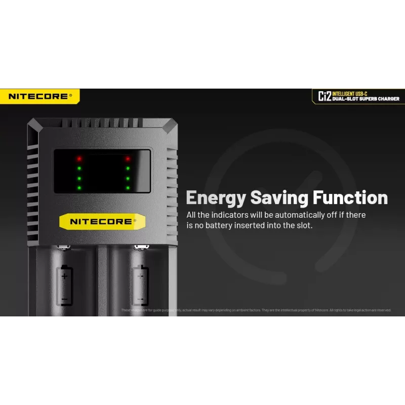 Battery Charger Nitecore Ci12 Universal USB charger for Li‑Ion, NiCd, NiMH, 3A input 5/9/12V, plastic casing
