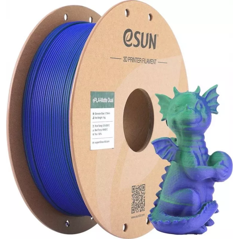 PLA MATTE DUAL 1,75mm GREEN BLUE 1kg ESUN 3D FILAMENT (PLA-MTD175B-UG1P1)