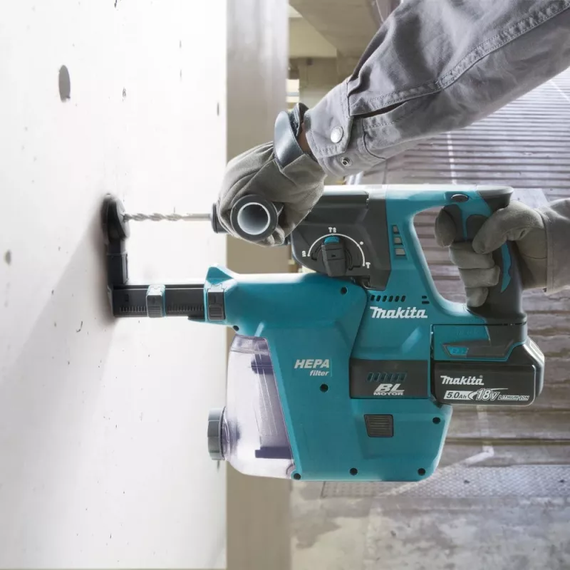 Makita DHR243RTJW - Combination Hammer - Cordless - 3 functions - SDS-plus - 2 Joules - 2 Batteries, Charger Included - 18 V (DHR243RTJW)