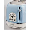 Ariete 155 Design 2 Slice Toaster with Sandwich Cages, 6 Toasting Levels, 810 W, Stainless Steel Body, Removable Crumb Tray, Pastel Blue