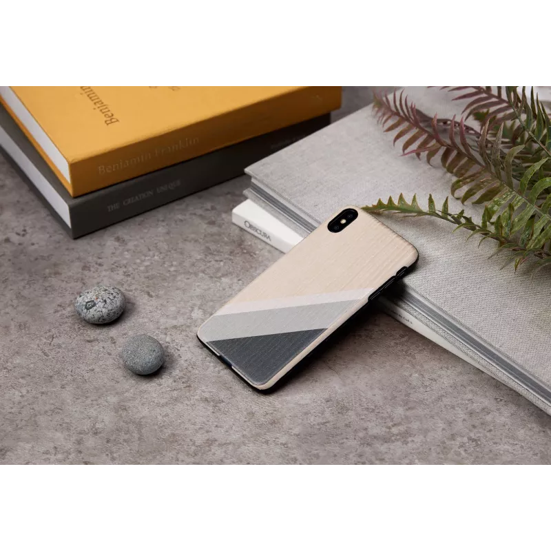Phone case man and wood for iPhone XS Max — gray suit, black