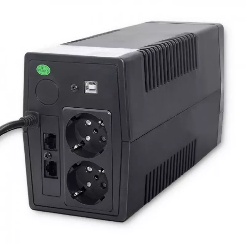 Qoltec Monolith uninterruptible power supply (UPS) Double-conversion (Online) 1 kVA 600 W 2 AC outlet(s)