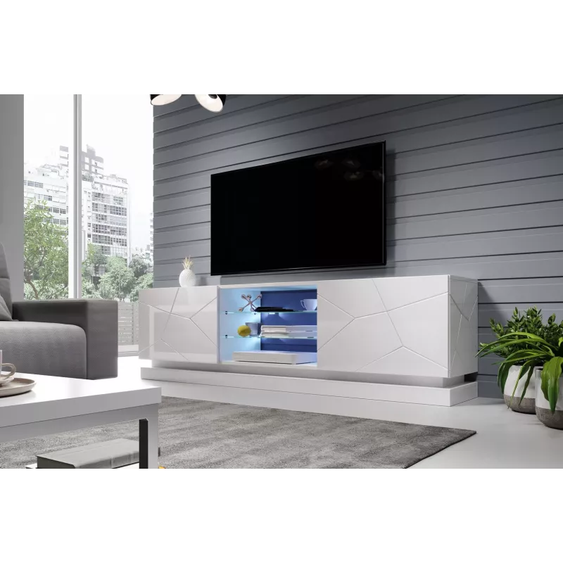 Cama TV cabinet QIU 200 MDF white gloss/white gloss
