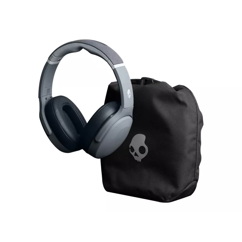 Headphones Skullcandy Crusher Evo — wired & Bluetooth, grey, 40 h playback, USB-C, AUX, foldable