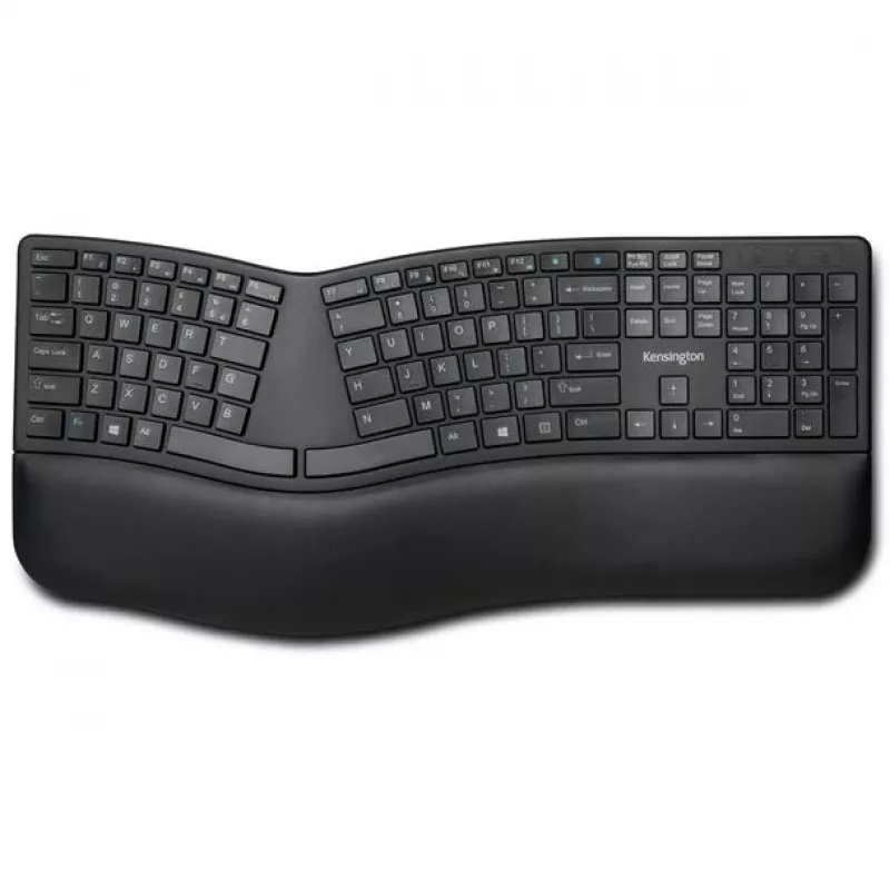 Kensington ProFit Ergo Wireless Keyboard FR, Full-size (100%), Wired & Wireless, RF Wireless + USB, AZERTY, Black