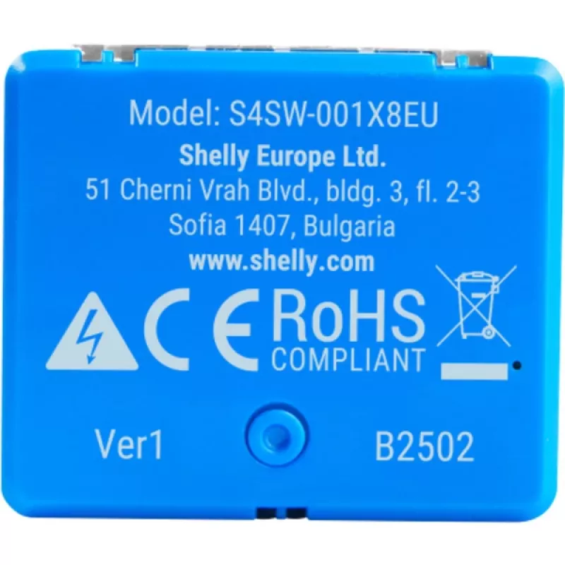 Smart relay module Shelly 1 Mini Gen4, 1P 8A, Wi‑Fi/Matter/Zigbee/Bluetooth, 110–240V, compact (2 pcs)