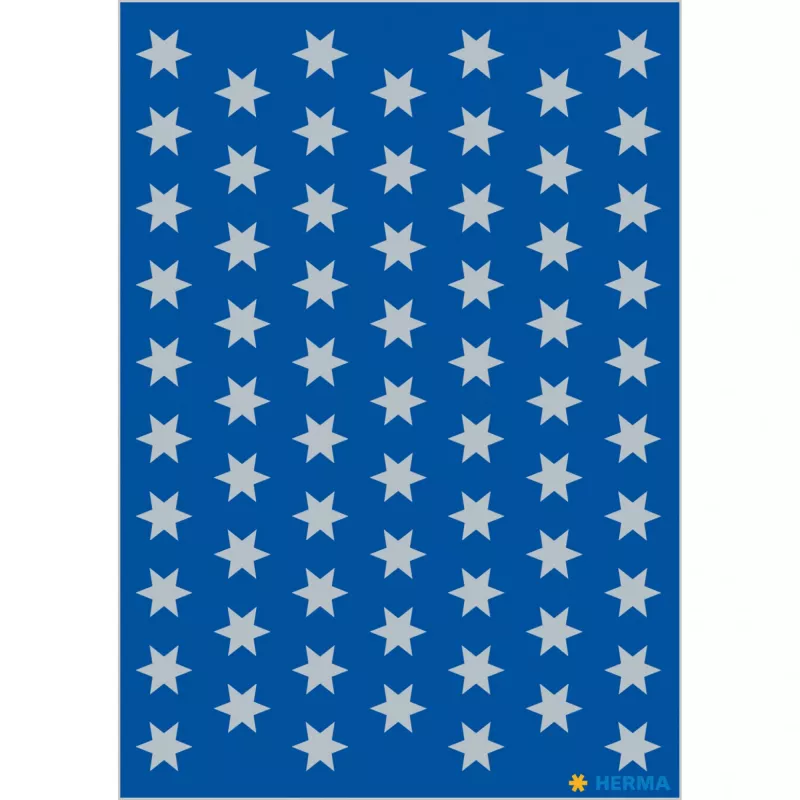 HERMA stars 6-pointed Silver Paper Stickers 8mm Permanent Adhesive 201 pcs