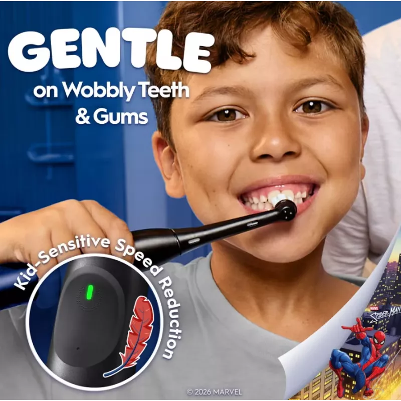Electric Toothbrush BRAUN Oral‑B iO Kids Marvel Spiderman — rechargeable, 3 modes, 2‑minute music timer, travel case, 1 brush head, lithium‑ion