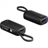 Powerbank 5.000 mAh, integrated USB-C cable 13cm, 20 Watt (black, 5 Ah, 1x USB-A, 1x USB-C, PD, QC)