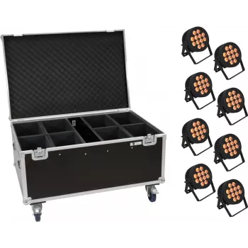 LED PAR Light Set EUROLITE 20000885 — 8x12W PAR LEDs, IP-rated, with wheeled flight case