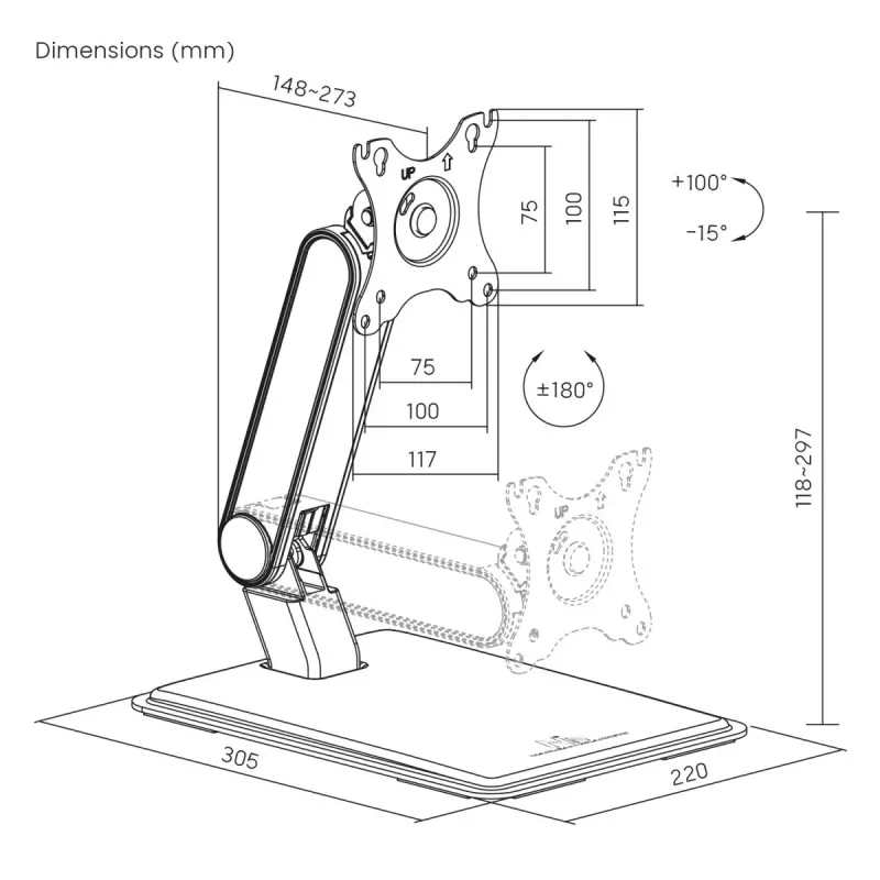 Touch Screen Stand MACLEAN MC-989 for touch displays, Max Load 8 kg, freestanding mount