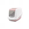 Covered cat litter box Savic Nestor White-Pink, hooded enclosed tray, 56×39×38.5 cm