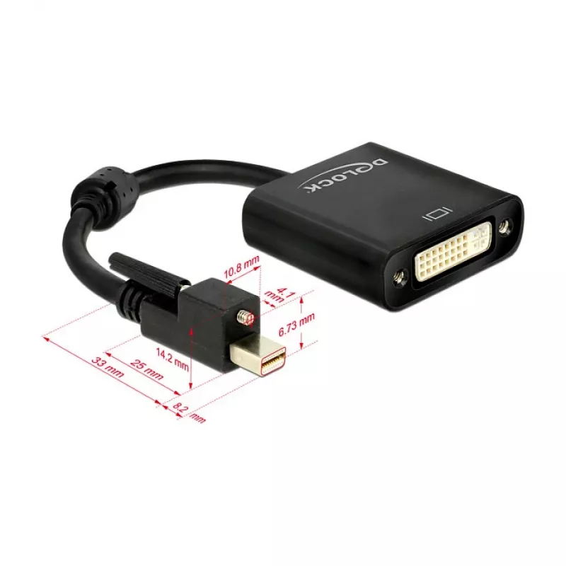 Video Cable Adapter DeLOCK 62639 Mini DisplayPort to DVI-I 0.25m Black