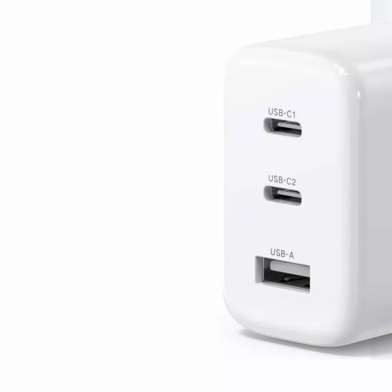 Wall charger UGREEN CD275 2× USB Type-C 65W White — dual USB-C 65W fast charging, 100–240V input