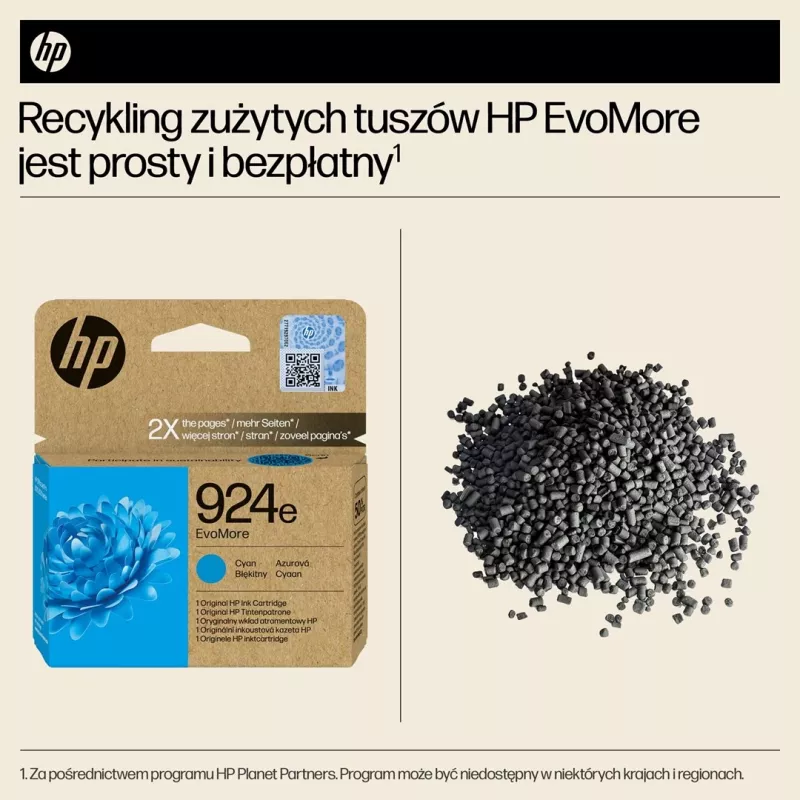 HP 924e EvoMore Cyan Original Ink Cartridge, High (XL) Yield, Cyan, 1 pc(s), 800 pages, Single pack