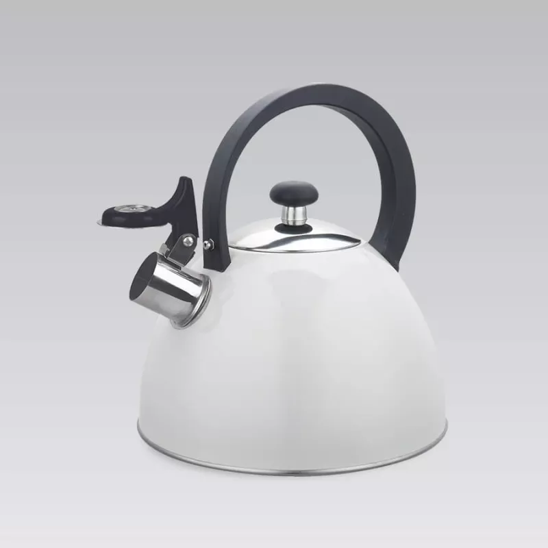 Electric kettle Maestro MR-1302-WG 2.5 L, stainless steel housing, white, hinged whistle